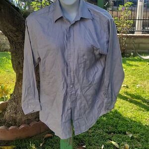 Tasso elba egyptian cotton button down dress shirt white blue